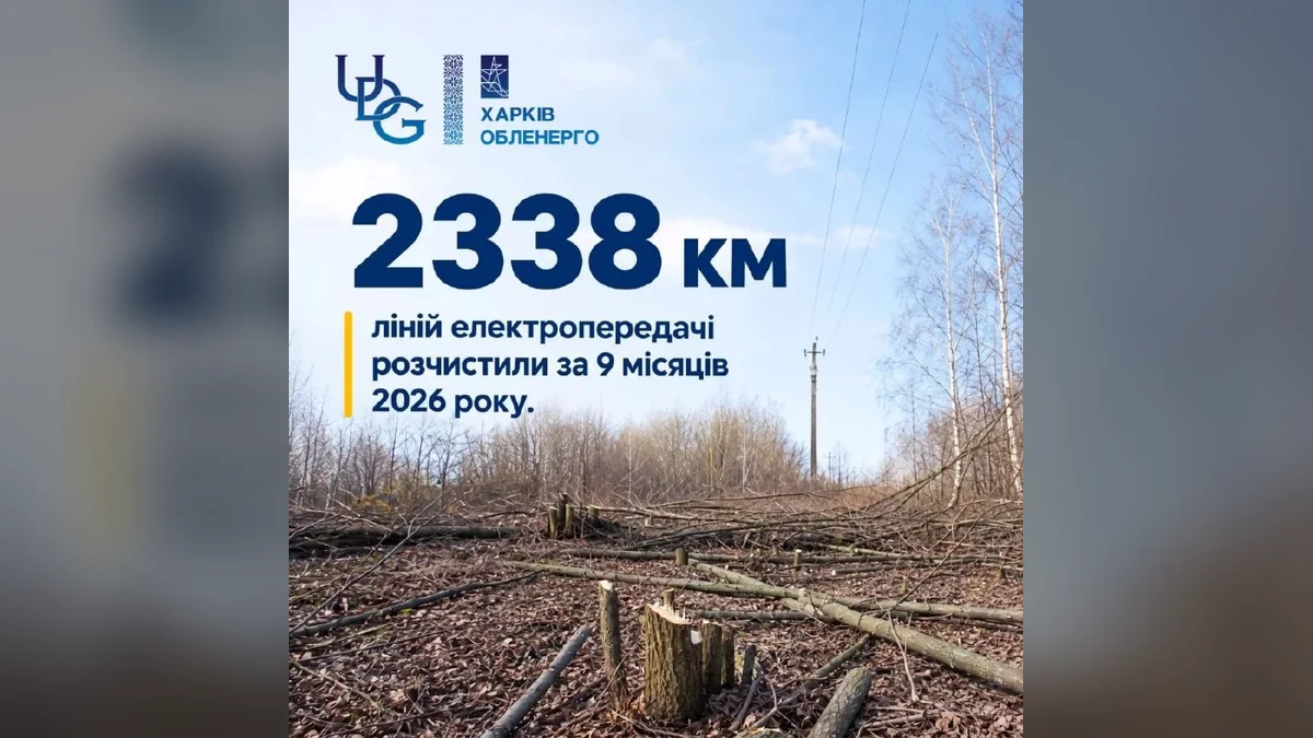 У Харківській області розчистили 2338 км ліній електропередачі за дев'ять місяців