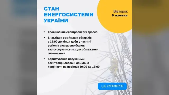 У Харківській області 6 жовтня діятимуть графіки відключення світла